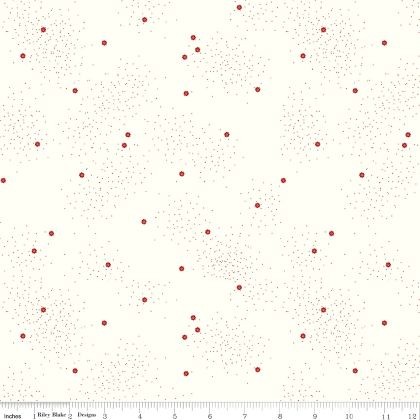 Riley Blake Basics - Dainty Daisy - Small Barn Red Daisies, Cloud