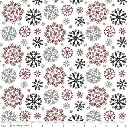 Riley Blake Flannel - Hello Winter Flannel - Snowflakes, Multi