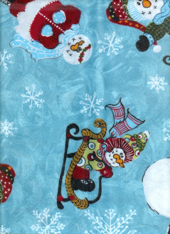 Riverwoods - Blizzard Bunch Babies Flannel - Large Snowmen & Snowflakes, Lt Blue