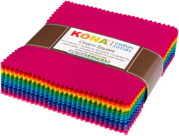 Robert Kaufman - 5' Charm Squares - Kona Cotton, Bright 101 Palette