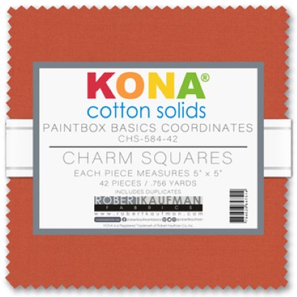 Robert Kaufman - 5' Charm Squares - Paintbox Basics Coordinates - Kona Solids
