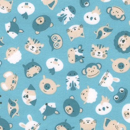Robert Kaufman - Cozy Cotton Flannel - Animal Heads, Rain