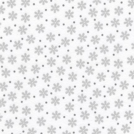 Robert Kaufman - Cozy Cotton Flannel - Grey Flowers on White