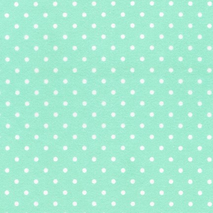 Robert Kaufman - Cozy Cotton Flannel - White Dots on Mint Green