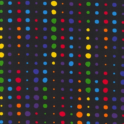 Robert Kaufman - Dot and Stripe Delight - Multi-Colored Dots in Line, Black
