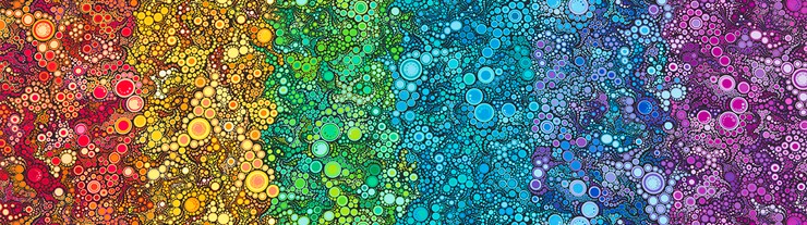 Robert Kaufman - Effervescence - Gradient Bubbles, Bright Rainbow