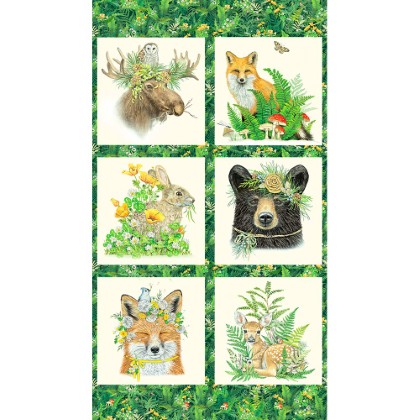 Robert Kaufman - Fernwood Friends - 24' Fern Panel, Fern