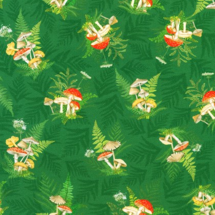 Robert Kaufman - Fernwood Friends - Mushrooms, Fern