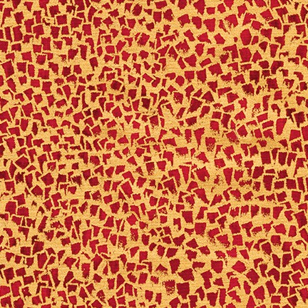 Robert Kaufman - Gustav Klimt - Metallic Gold Crackles, Gold/Red