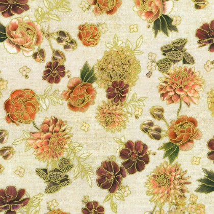 Robert Kaufman - Hello Fall - Small Flowers, Linen