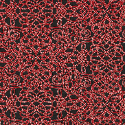 Robert Kaufman - Holiday Flourish 8 - Red Swirls, Black
