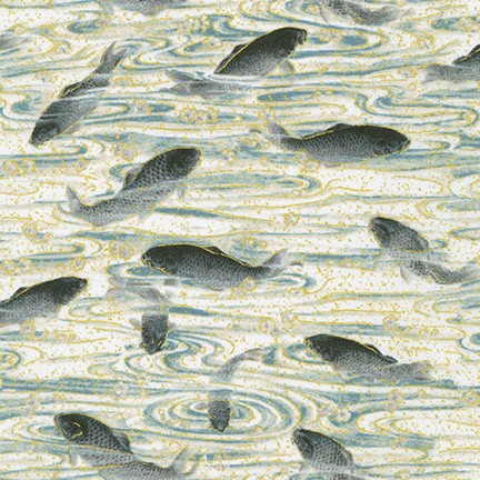 Robert Kaufman - Imperial Collection 17 - Koi, Dusty Blue