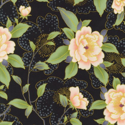 Robert Kaufman - Imperial Collection Honoka - Honoka Floral, Black