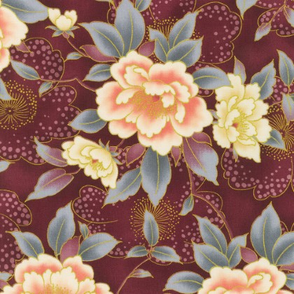 Robert Kaufman - Imperial Collection Honoka - Honoka Floral, Plum