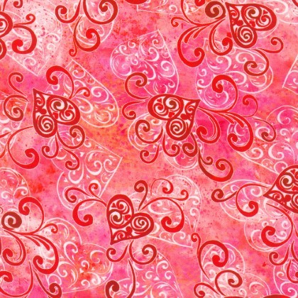 Robert Kaufman - Lovely Day - Swirling Hearts, Candy Pink