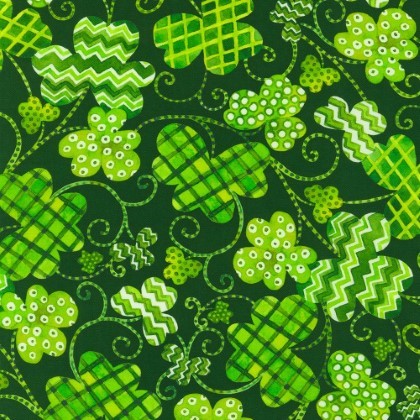 Robert Kaufman - Lucky Day - Clover Vines, Emerald