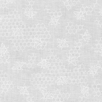 Robert Kaufman - Mini Madness - Bees, White on White