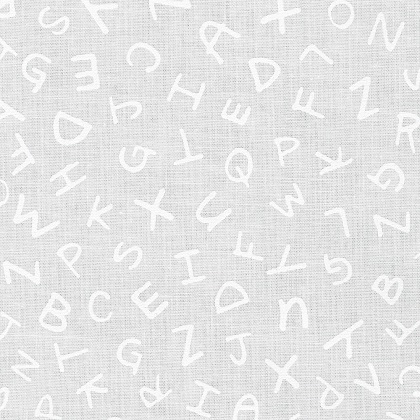 Robert Kaufman - Mini Madness - Scattered Letters, White on White