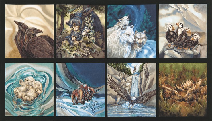 Robert Kaufman - North American Wildlife 4 - 10' Squares w/ Wildlife, Multi