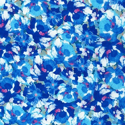 Robert Kaufman - Painterly Petals - Large Petals, Blue