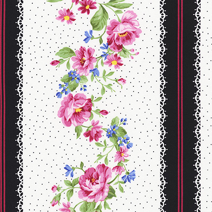 Robert Kaufman - Pretty Sweet - Floral Stripe, White