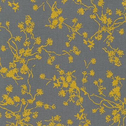 Robert Kaufman - Rosette - Gold Foliage, Grey