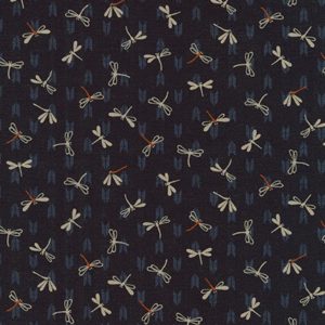Robert Kaufman - Sevenberry: Kasuri 2 - Dragonflies & Chevrons, Black