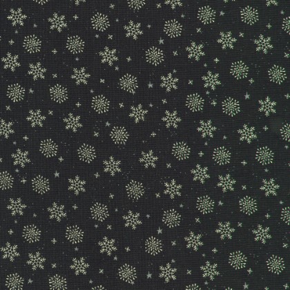 Robert Kaufman - Tiny Tidings - Mini Snowflakes, Black