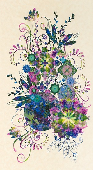 Robert Kaufman - Venice - 24' X 44' Floral Panel, Jewel