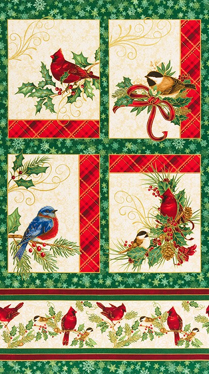 Robert Kaufman - Winter's Grandeur 8 - 24' Bird Panel, Cream