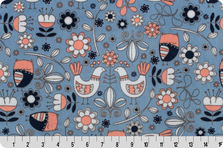 Shannon Fabrics - Cuddle Prints - Birdsong, Bluebell