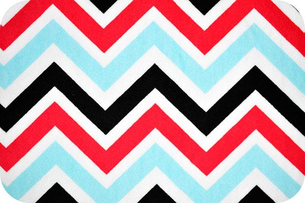 Shannon Fabrics - Cuddle Prints - Chevron, Turquoise/Red/Black