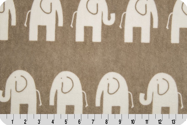 Shannon Fabrics - Cuddle Prints - Elephants, Biscuit/Ivory