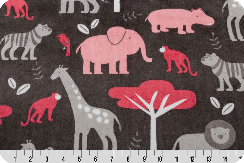 Shannon Fabrics - Cuddle Prints - Jungle Animals, Watermelon
