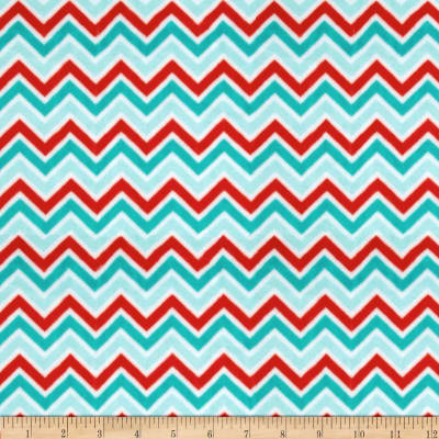 Shannon Fabrics - Cuddle Prints - Mini Chevron, Aqua/Red/Breeze