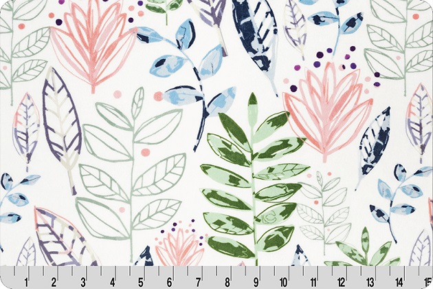 Shannon Fabrics - Cuddle Prints - Modern Leaf Blossom, White