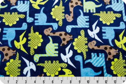 Shannon Fabrics - Cuddle Prints - RKC Dino Zoo, Midnight
