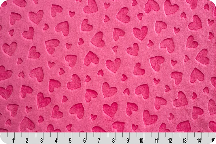 Shannon Fabrics - Embossed Cuddle - Heart, Fuchsia