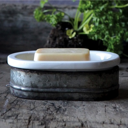 Soap Dish - Metal & Stonewear