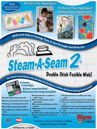 Warm Company Steam-A-Seam 2 Double Stick Fusible Web-9X12 Sheets 5/Pkg  (5517)
