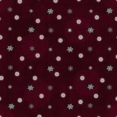 Stof Fabrics - Icy Winter - Small Flakes, Maroon/Silver