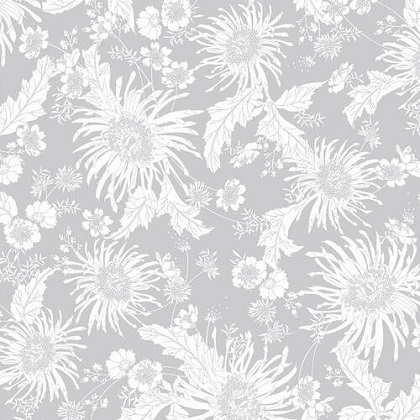 Studio E - 108' Bloom - Floral Two Tone, Light Gray