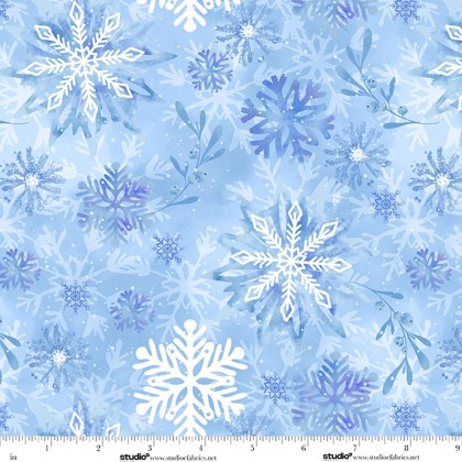 Studio E - 108' Ice Stellar - Snowflakes, Mist Blue