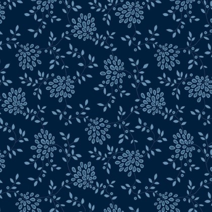 Studio E - 108' Tranquil Flannel - Contemporary Floral, Navy