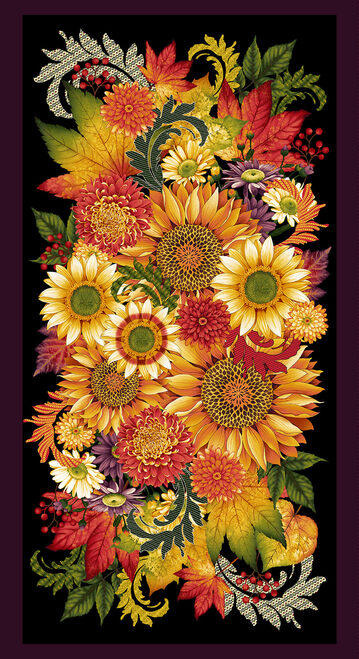 Studio E - Autumn Flourish - 24' Panel, Black