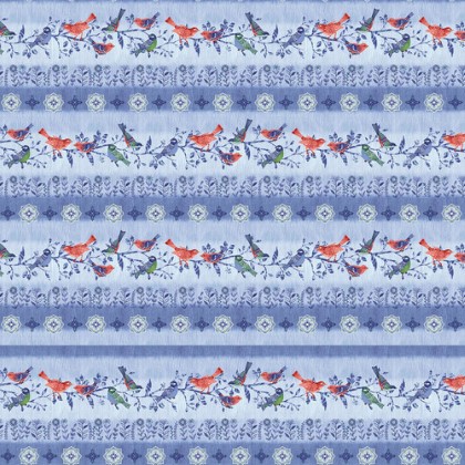 Studio E - Bella Blue Birds - Border Stripe, Light Blue