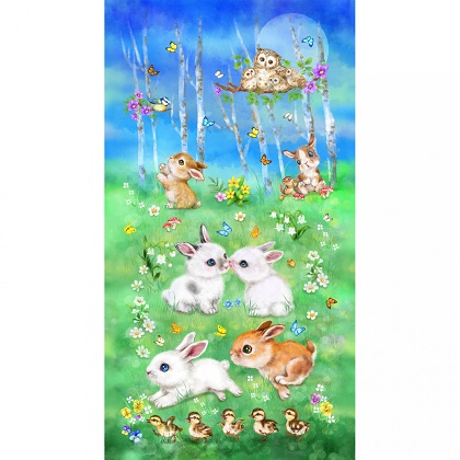 Studio E - Bunny Meadows - 24' Bunnies Panel, Emerald