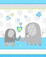 Studio E. - Hello Baby Flannel - 36' Elephant Panel, Blue