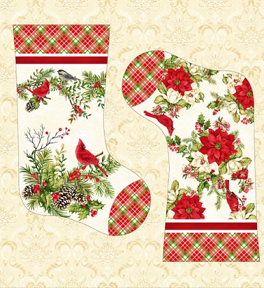 Studio E - Holly Berry Park - 24' Stocking Panel, Cream