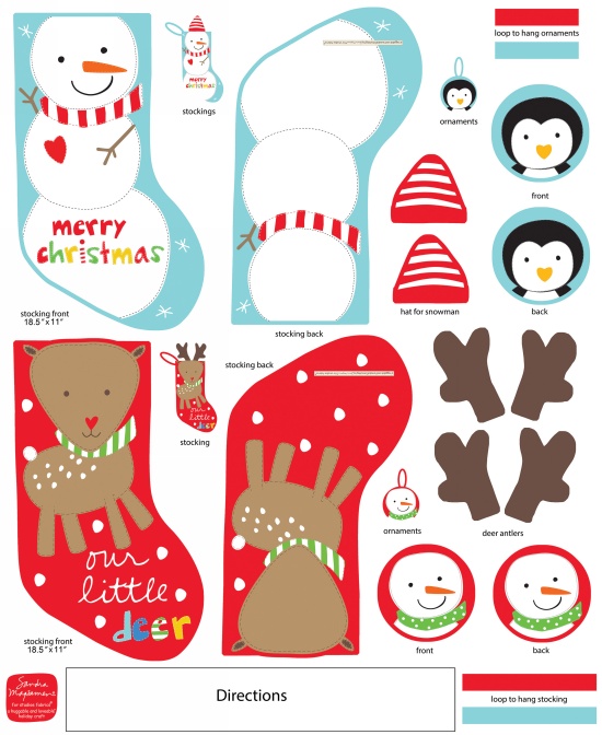 Studio E - Huggable & Loveable - 36' Christmas Stockings Panel, Multi